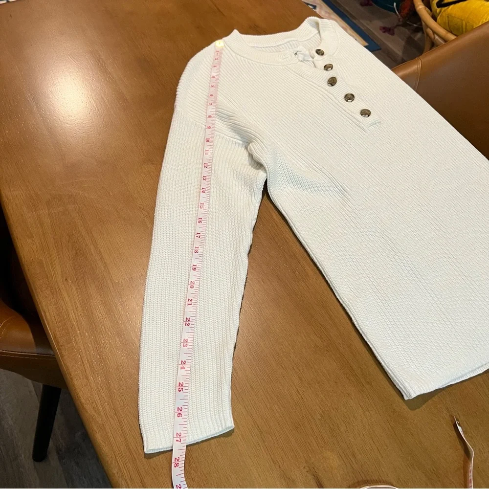 Aerie Long Sleeve Ivory White Knitted Half Button Up Pullover Sweater size XS - Picture 9 of 11